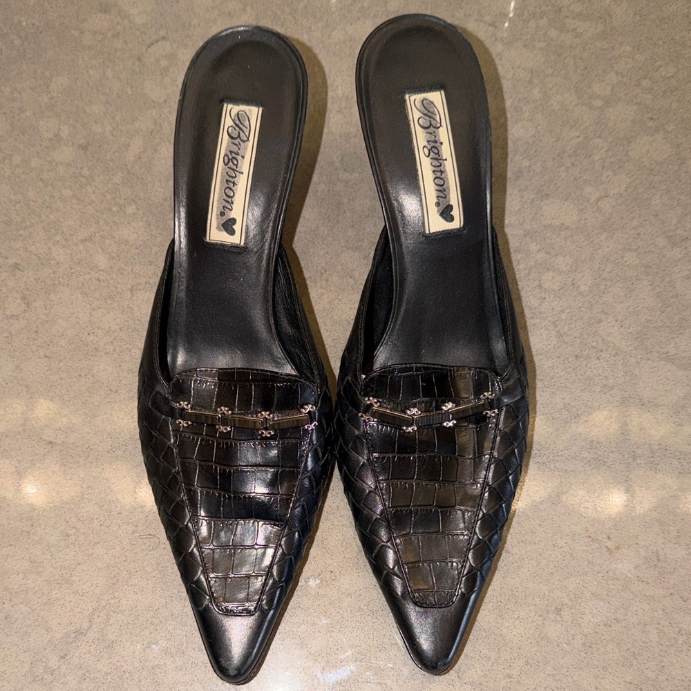 Brighton Bench Made Pamela Heels | Black Leather | Made in Brazil | Size 7